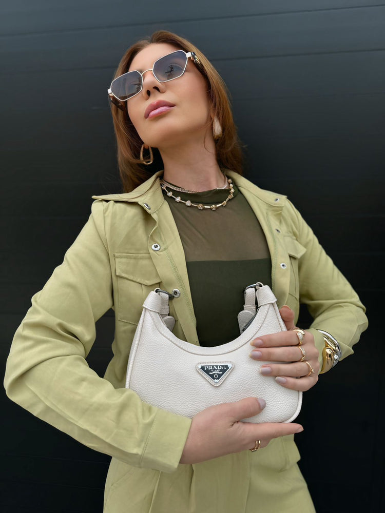 Bolsa de Couro Prada Canoa Luna