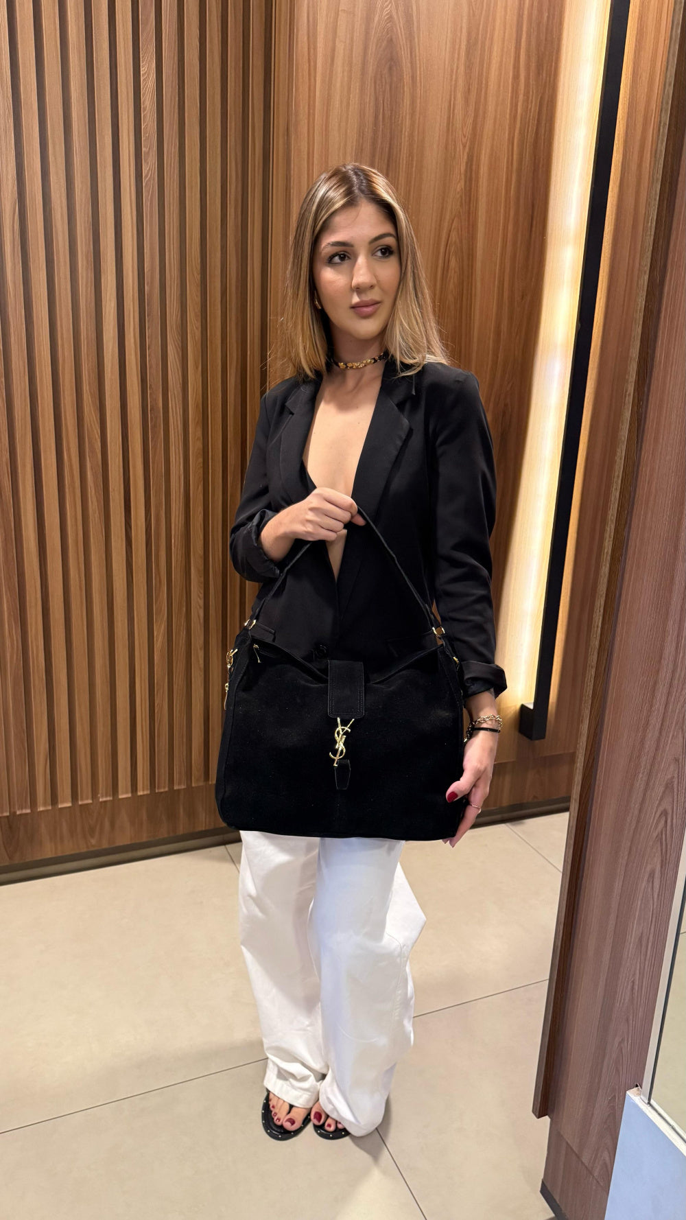 Bolsa de Camurça Yves Saint Laurent Serena