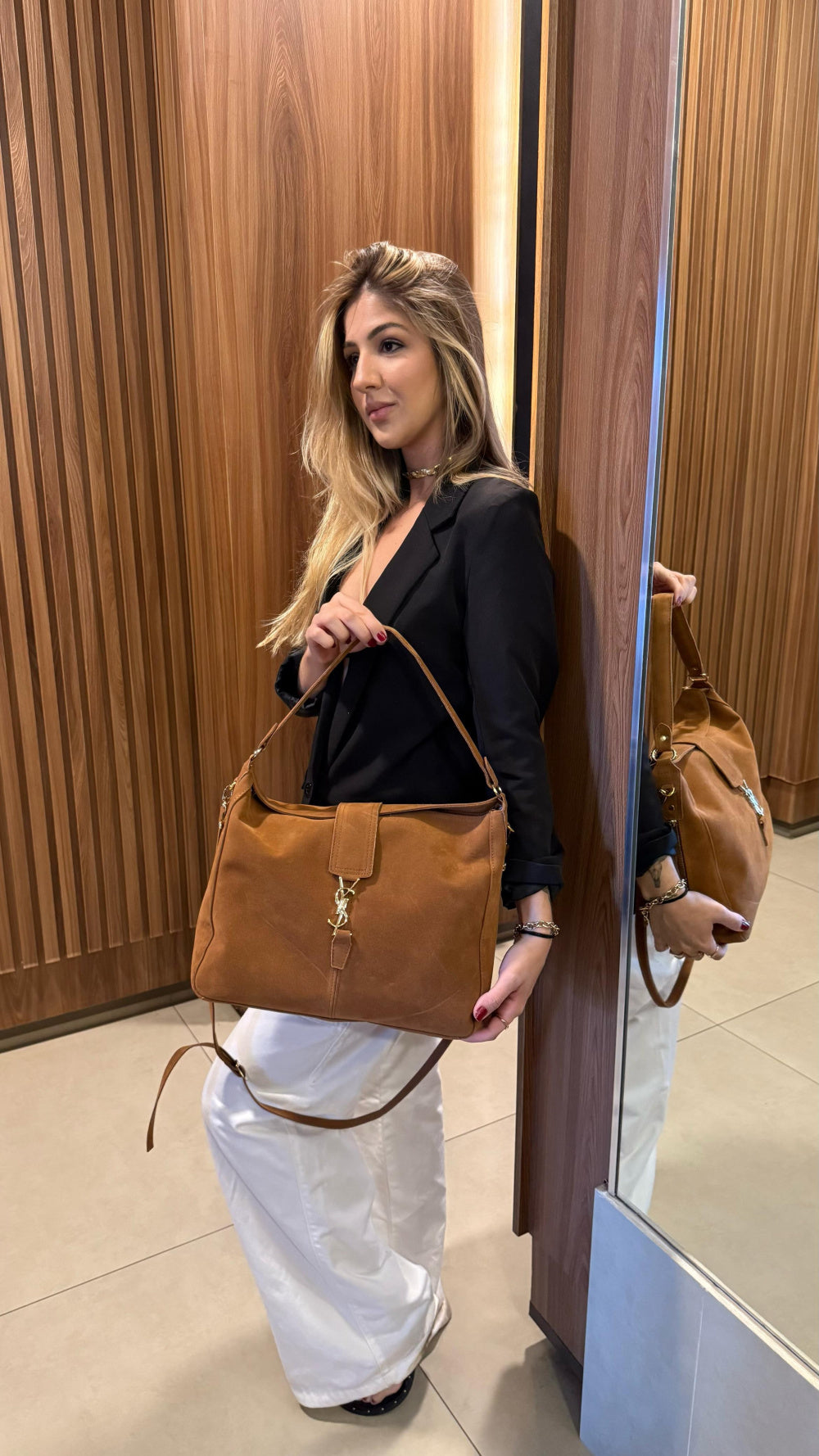 Bolsa de Camurça Yves Saint Laurent Serena