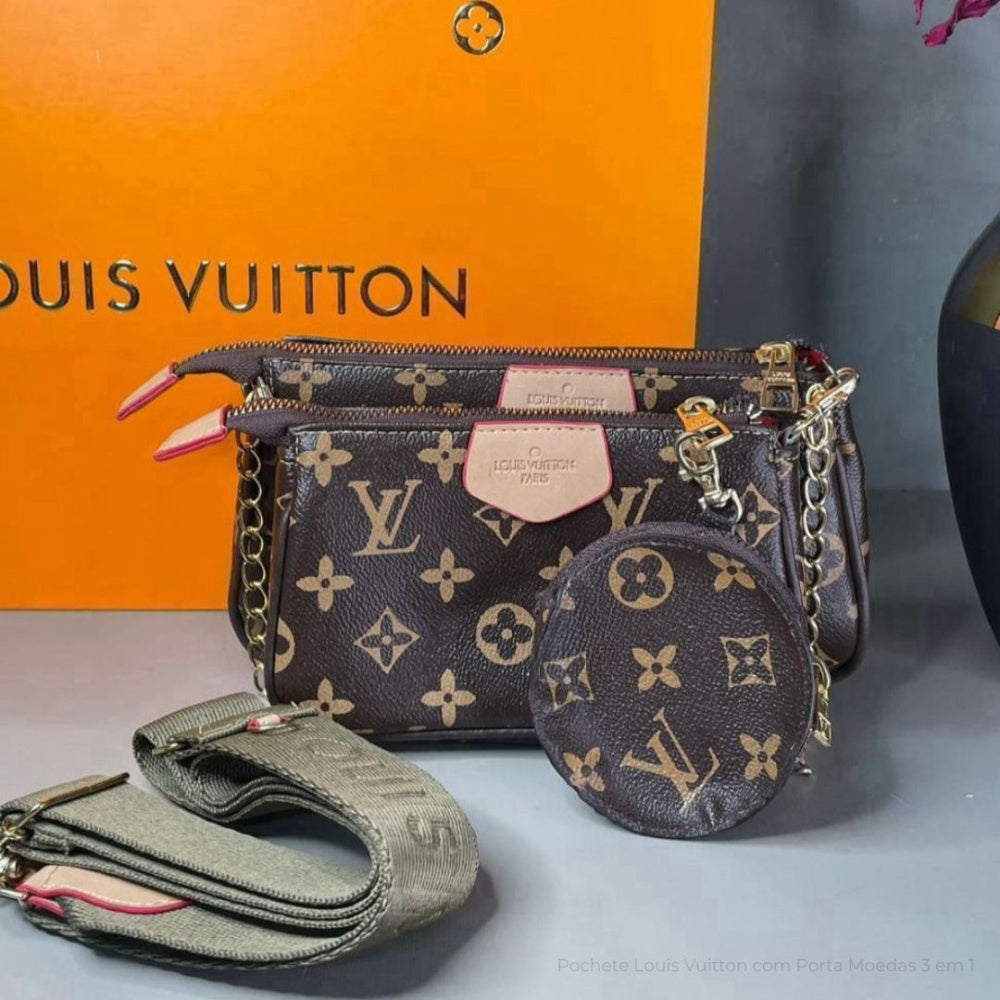 Bolsa Pochete Louis Vuitton com Porta Moedas 3 em 1
