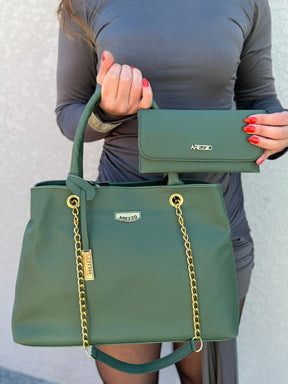 Bolsa de Couro Arezzo + Carteira de Brinde