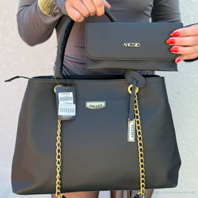 Bolsa de Couro Arezzo + Carteira de Brinde