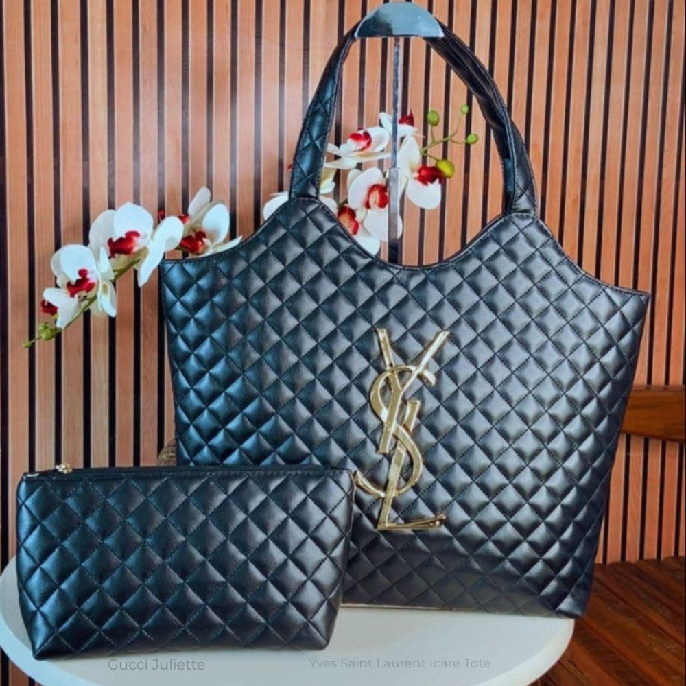 Bolsa Grande Yves Saint Laurent Icare Tote + Necessaire