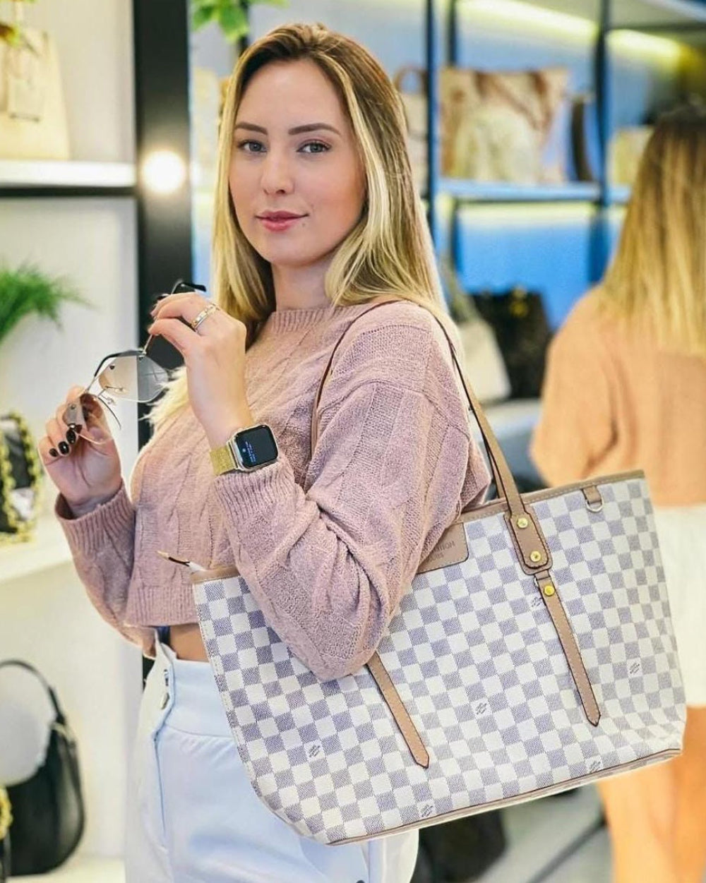 Bolsa Louis Vuitton Média de Ombro Neverfull Com Zíper