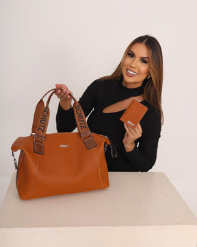 Bolsa Schutz Expansível grande de Couro 2 em 1 + Porta Cartão