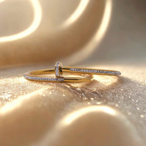 Pulseira Feine Banhada a Ouro Prego Cravejada Ágata