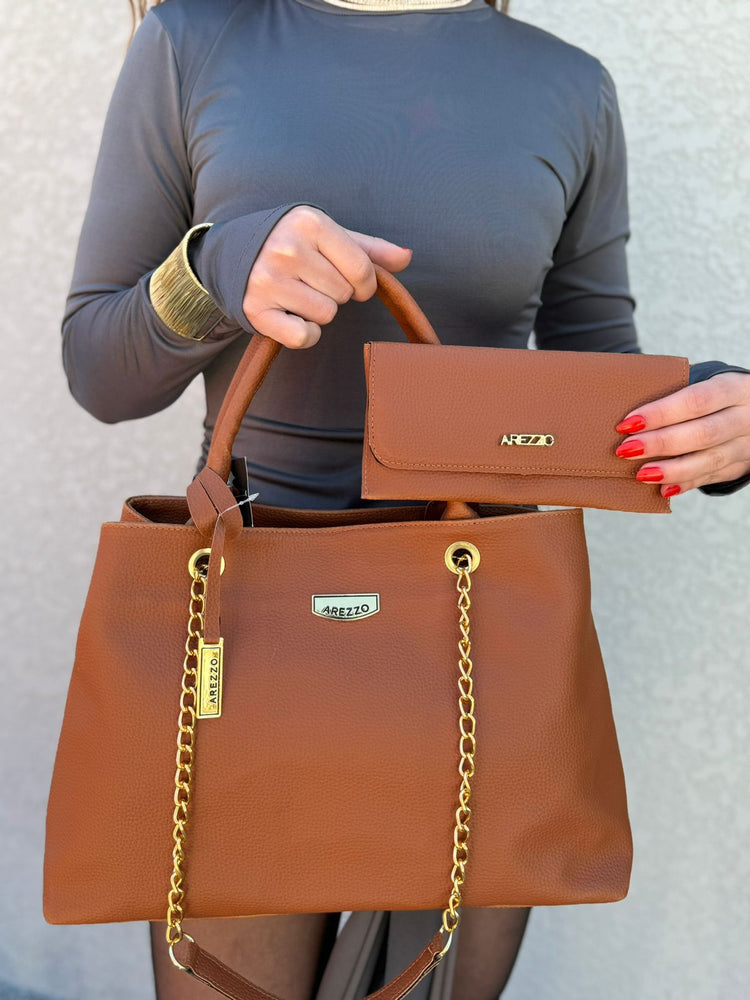 Bolsa de Couro Arezzo + Carteira de Brinde